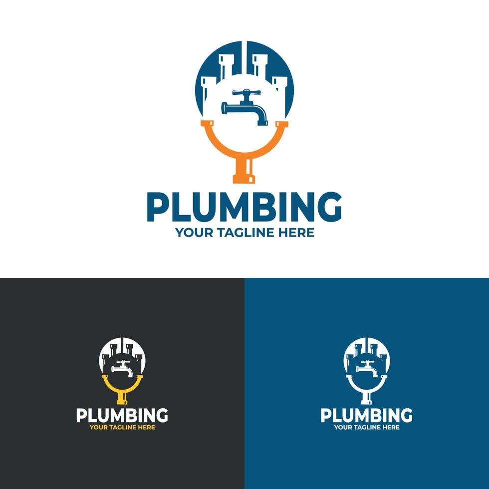 Plumbing Service Logo Template, Water Service Logo.  Vector illustration.