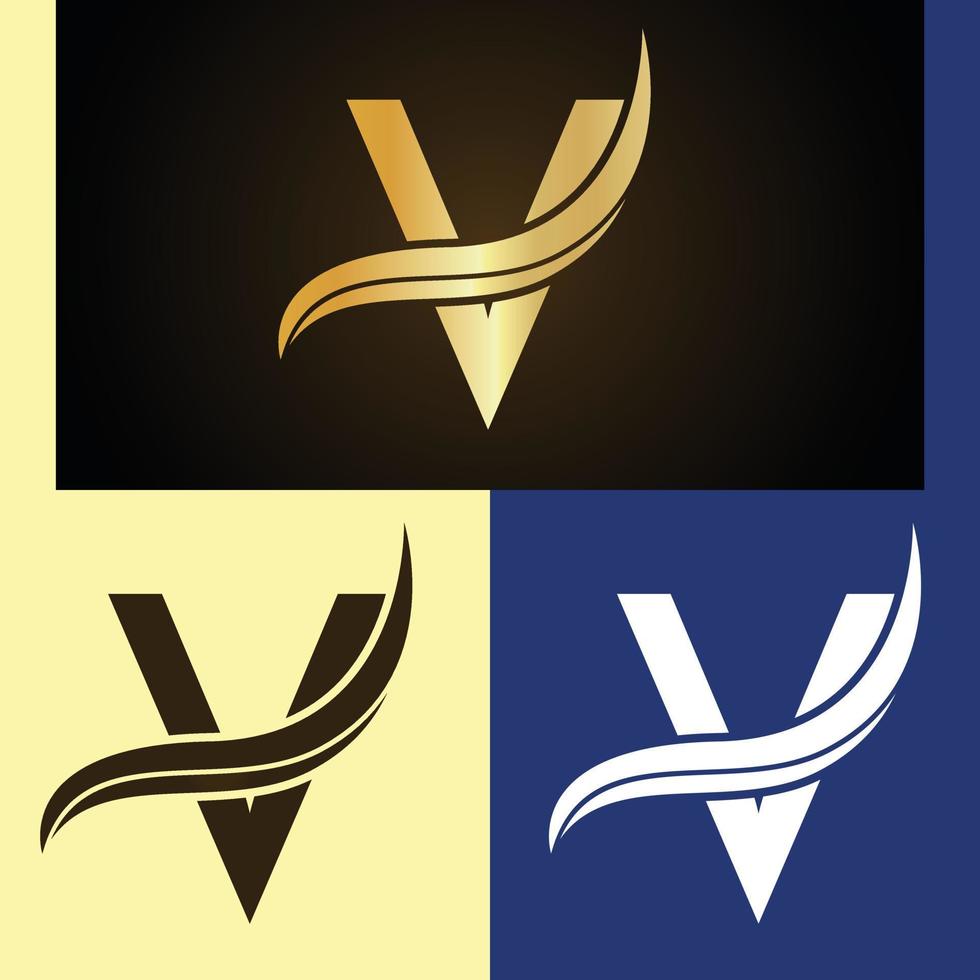 diseño de logotipo de lujo con monograma letra v vector