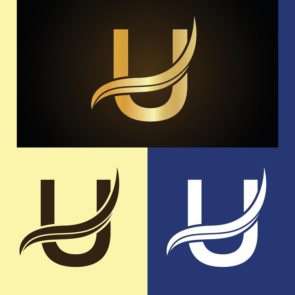 Luxury logo design with monogram letter U vector