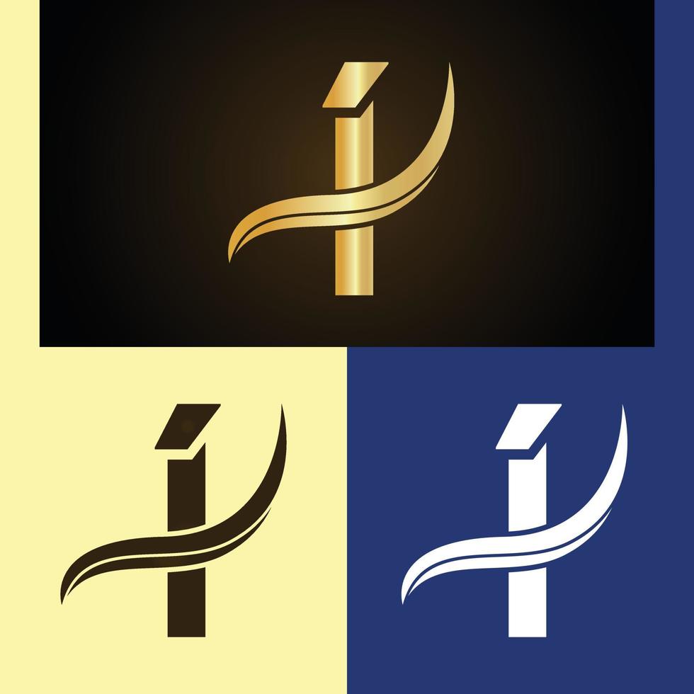 Luxury logo design with monogram letter I vector