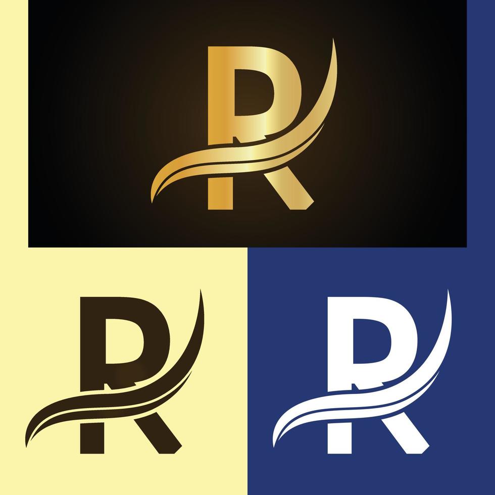 Luxury logo design with monogram letter R vector