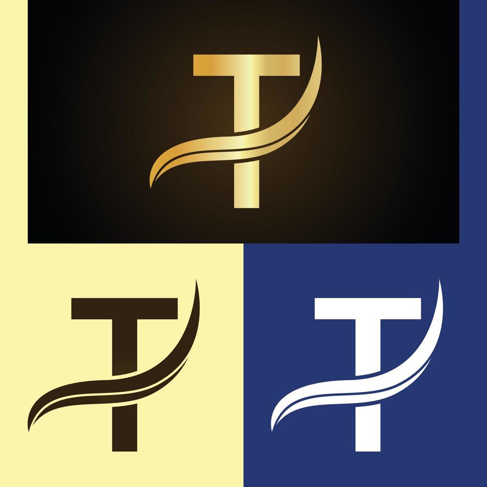 diseño de logotipo de lujo con monograma letra t vector