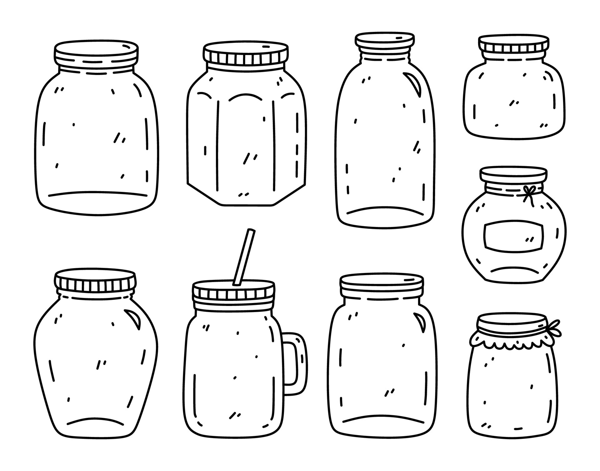 A Set Of Glass Jars Of Different Shapes Isolated On White Background a-set-of-glass-jars-of-different-shapes-isolated-on-white-background