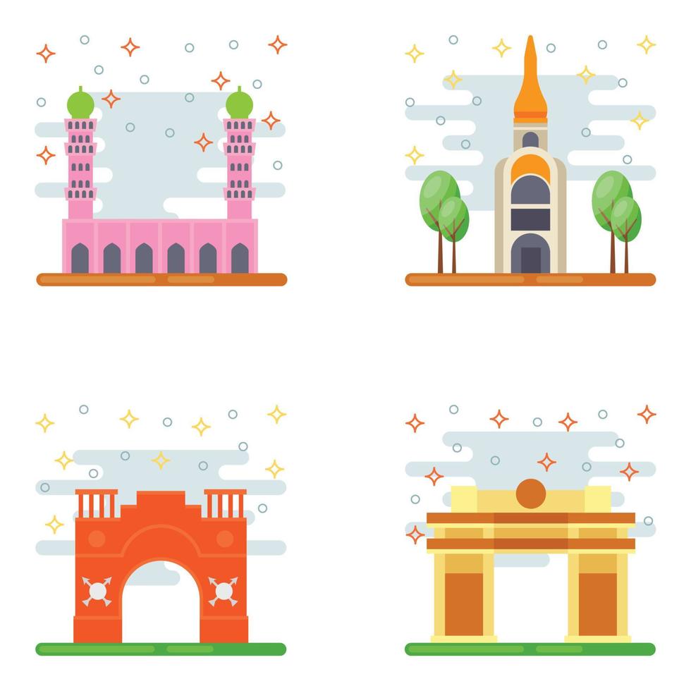 Best Monuments of Asian Icons vector