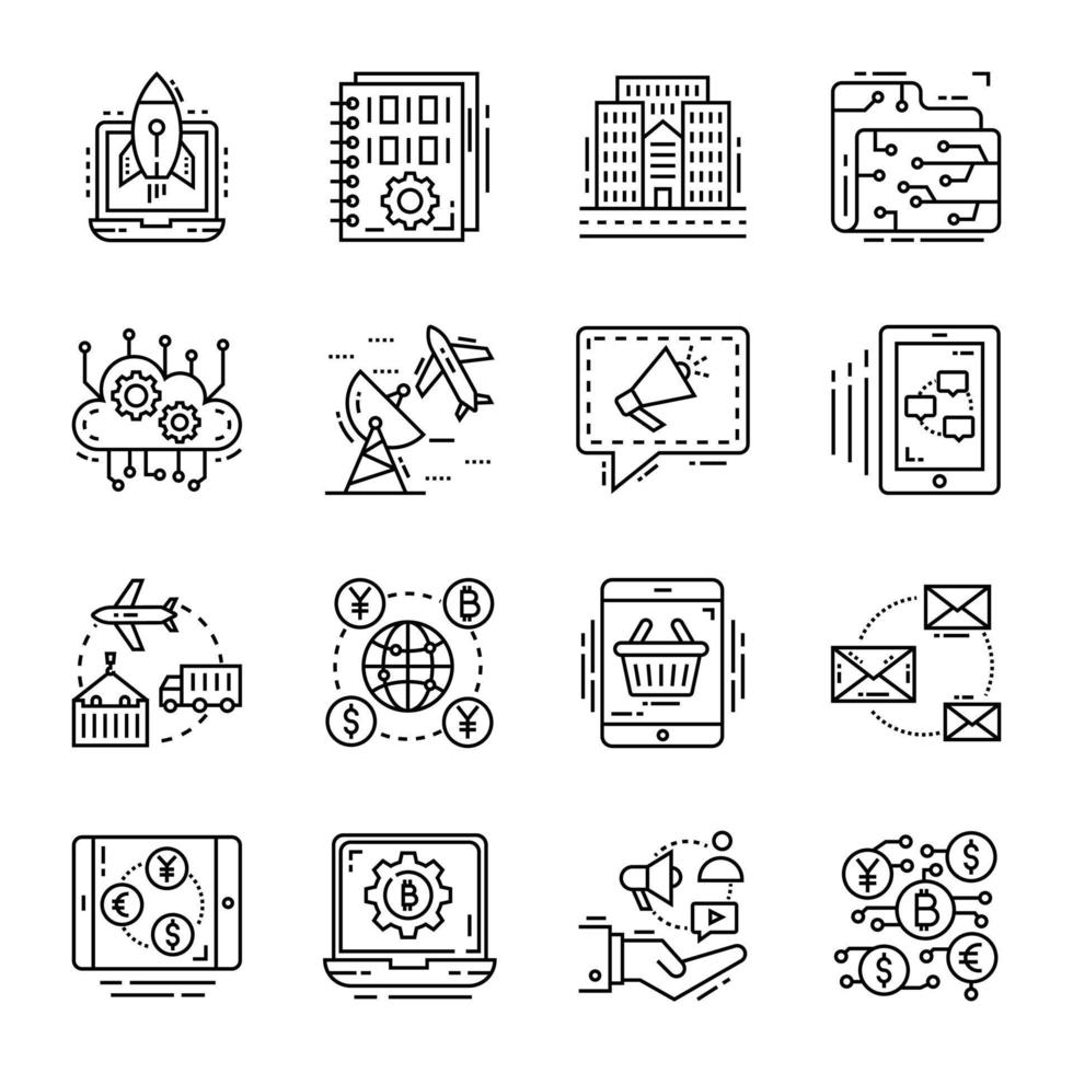 Solid Icons of Business Launch vector