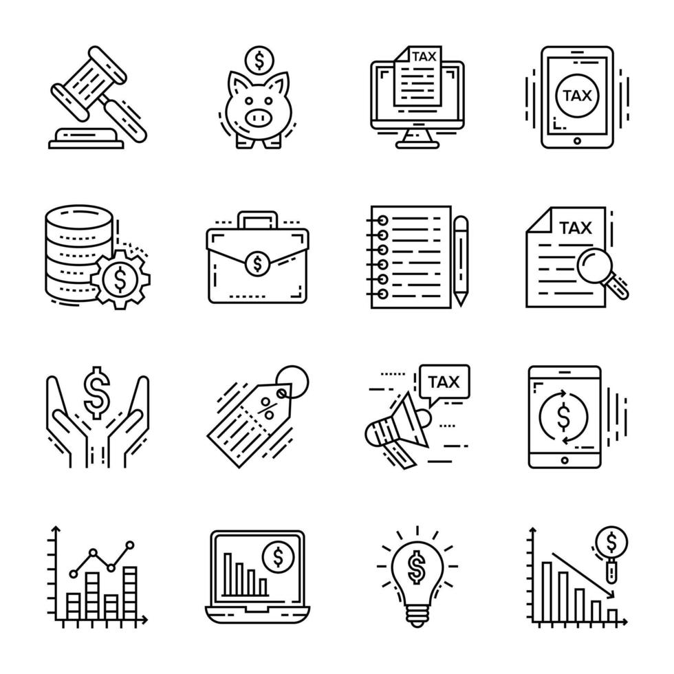 Pack of Finance Line Icons vector