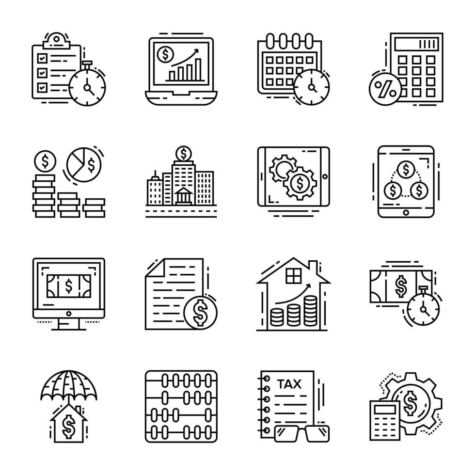 Collection of Business and Finance Line Icons vector