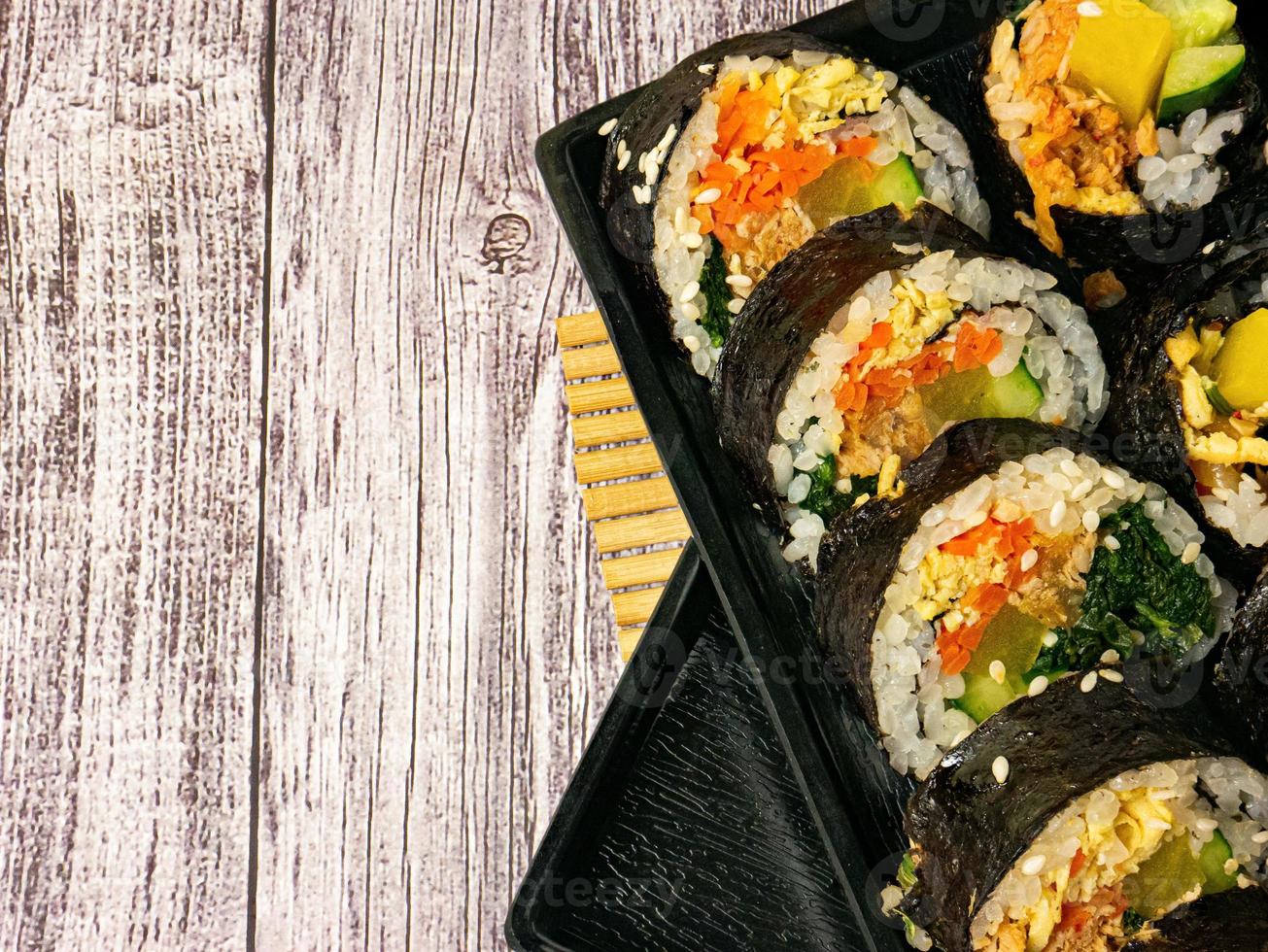 kimbap Korea food flat lay image for food concept photo