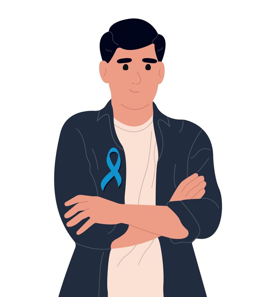 cinta de concientización sobre el cáncer de próstata con. un hombre y un símbolo de la salud de los hombres. vector