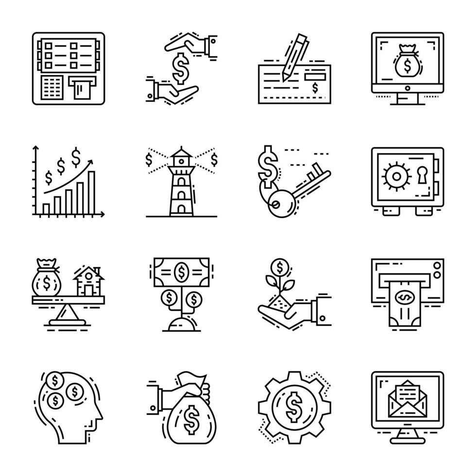 Set of Business Line Icons vector