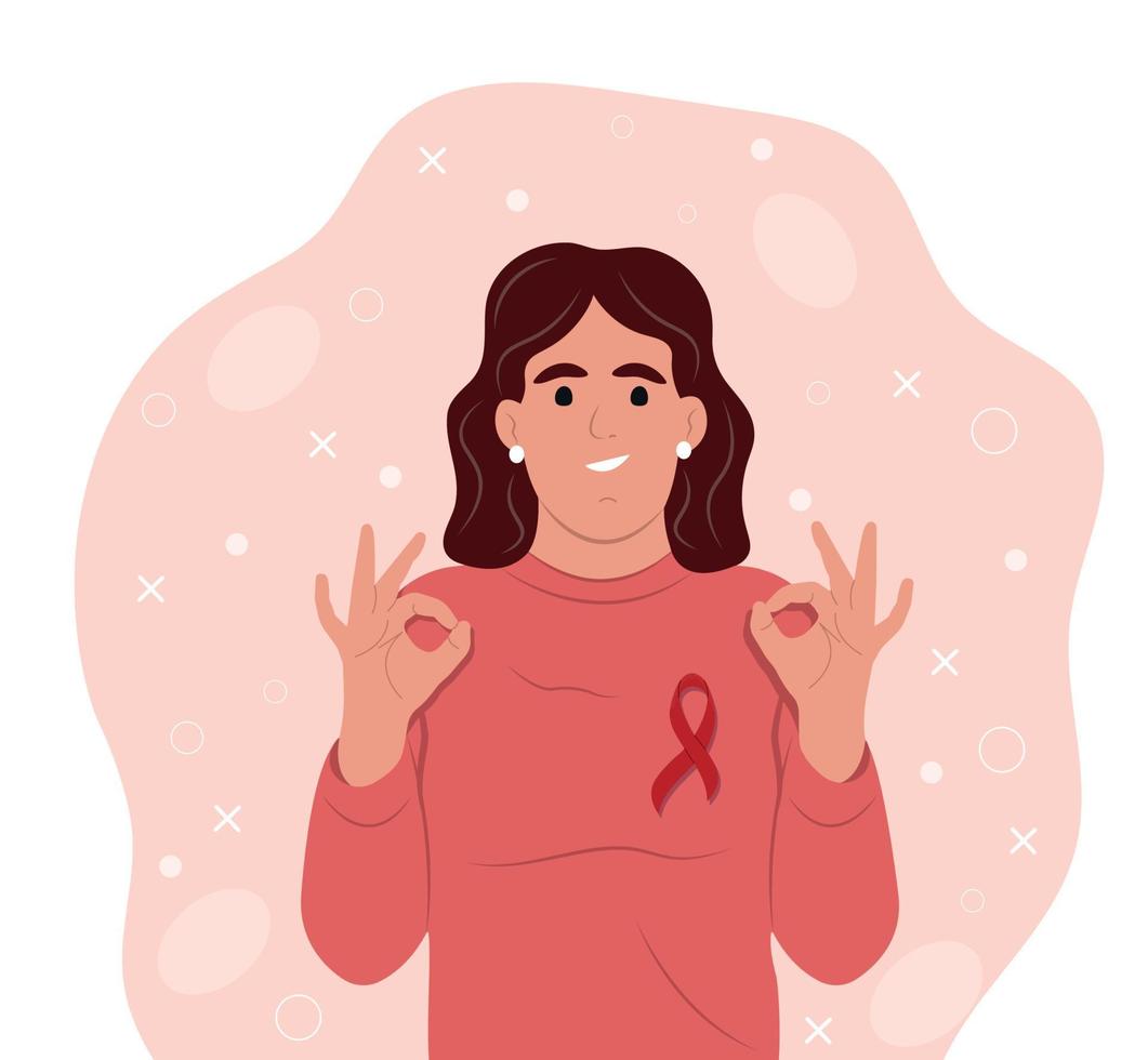 World AIDS Day AIDS Awareness. Awareness ribbon with a man and a symbol health. Flat vector illustration