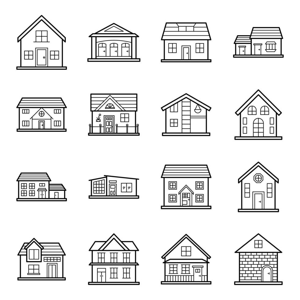 paquete de iconos de línea de diseños para el hogar vector