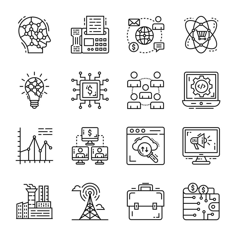 Solid Icons of Business and Money vector