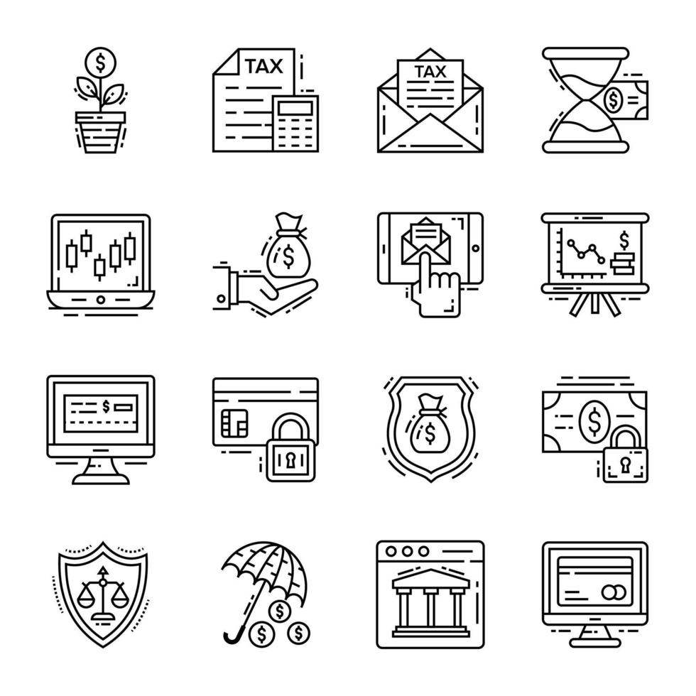 Collection of Investment Line Icons vector