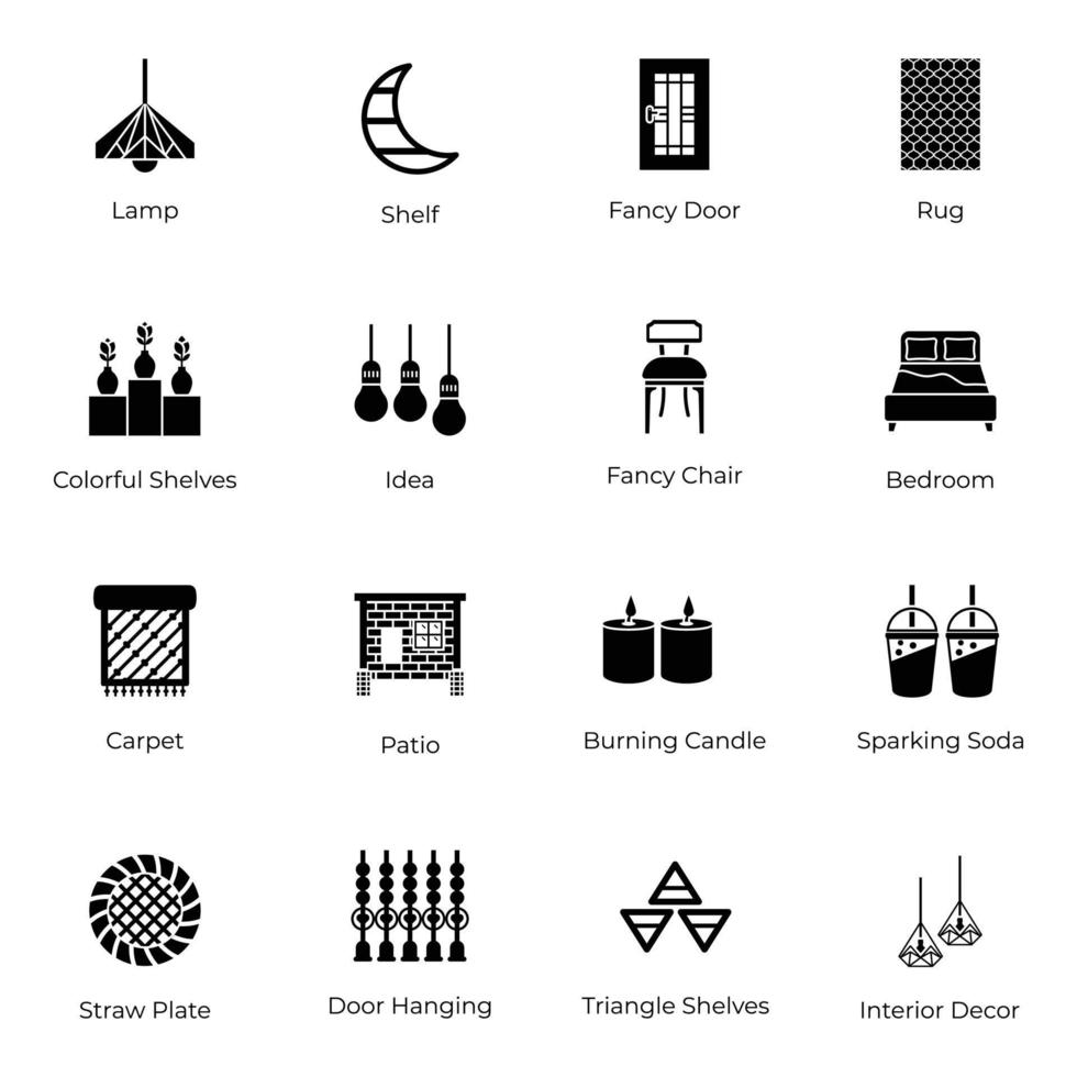 Home Design Solid Icons Set vector