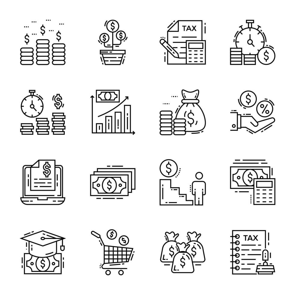 Set of Business Management Line Icons vector