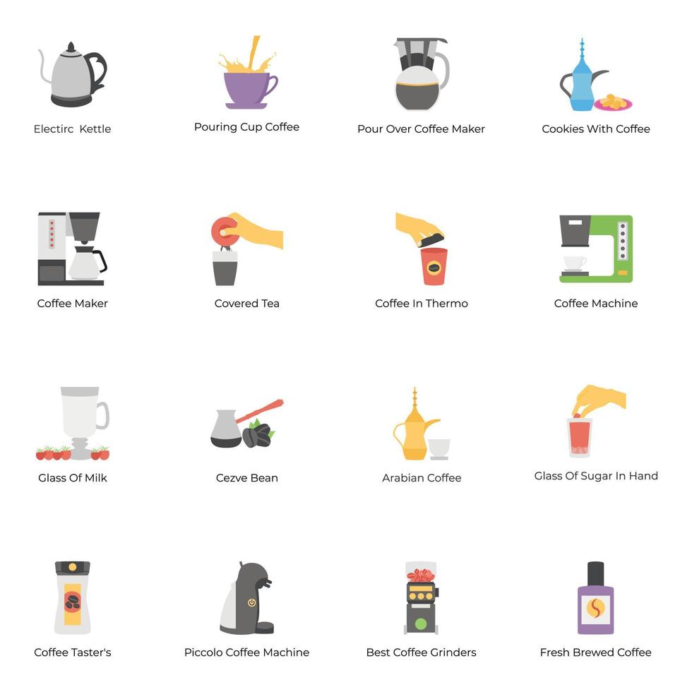 Coffee Flat Icons Pack vector