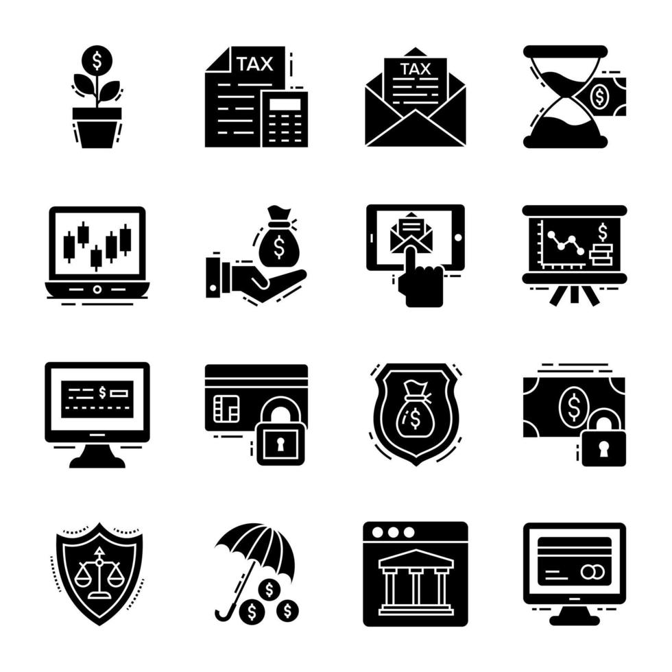 Collection of Investment Glyph Icons vector