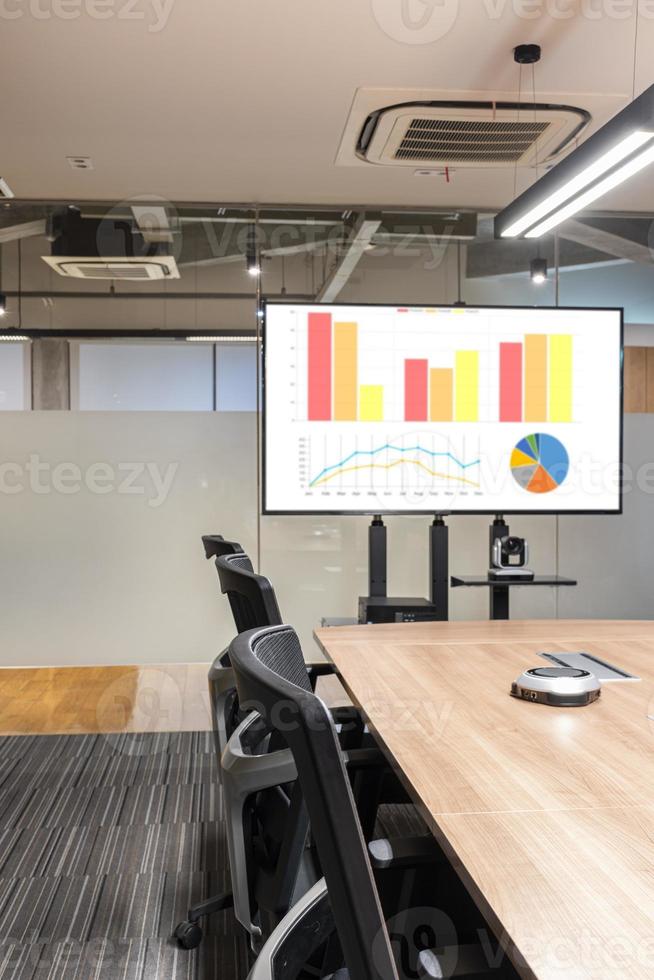 Television with presentation slideshow in meeting room 15399945 Stock