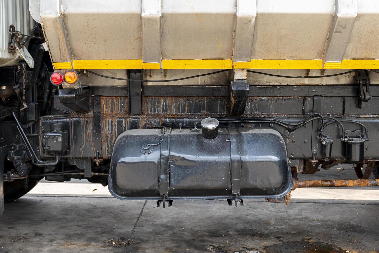 Black fuel tank of truck photo