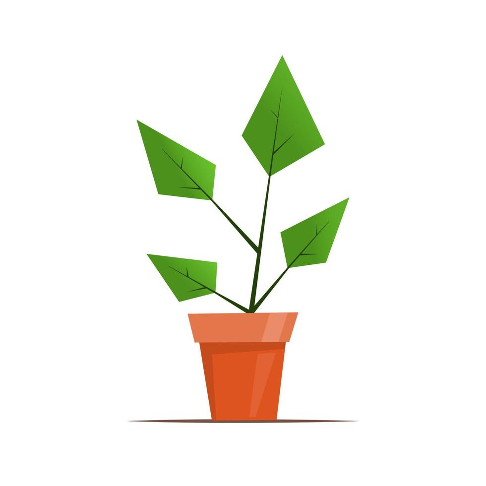Houseplant in a pot. Cute simple graphic vector illustration in flat style for flower shop design.
