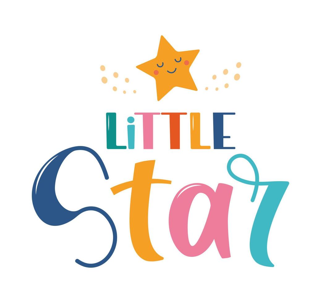 letras dibujadas a mano pequeña estrella para imprimir, ropa, tarjeta de felicitación, decoración de la habitación de los niños. los niños imprimen. dejando estrellita y estrellitas al estilo escandinavo. ilustración vectorial vector