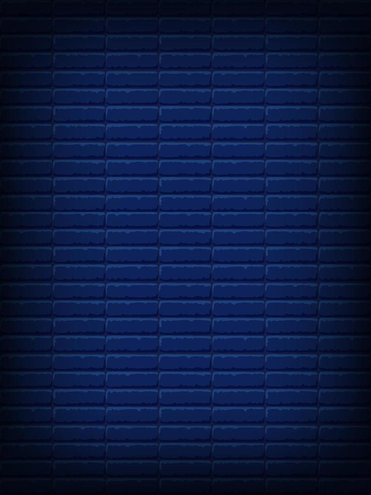 pared de ladrillo azul oscuro todas las noches. fondo vertical vectorial para luces de neón o texto, textura de ladrillo. vector