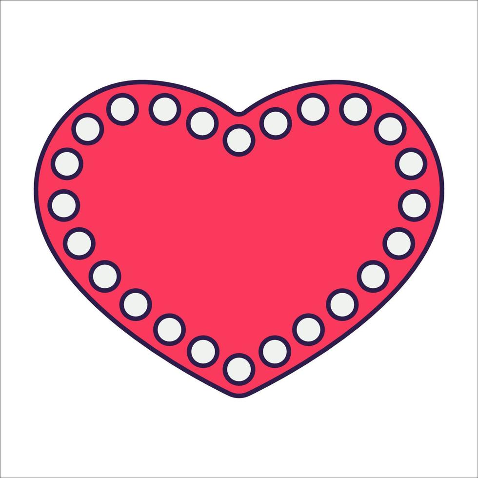 corazón retro del icono del día de san valentín. símbolos de amor en el estilo de arte pop de moda. la figura de un corazón en color rosa suave, rojo y coral. ilustración vectorial aislada. vector