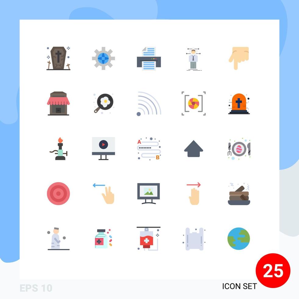 grupo de 25 signos y símbolos de colores planos para elementos de diseño de vectores editables de conexión de red de dispositivo de solución de dedo
