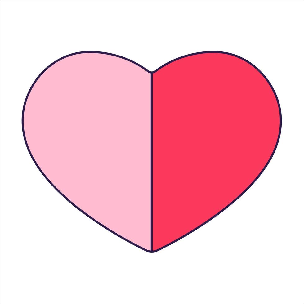 corazón retro del icono del día de san valentín. símbolos de amor en el estilo de arte pop de moda. la figura de un corazón en color rosa suave, rojo y coral. ilustración vectorial aislada. vector