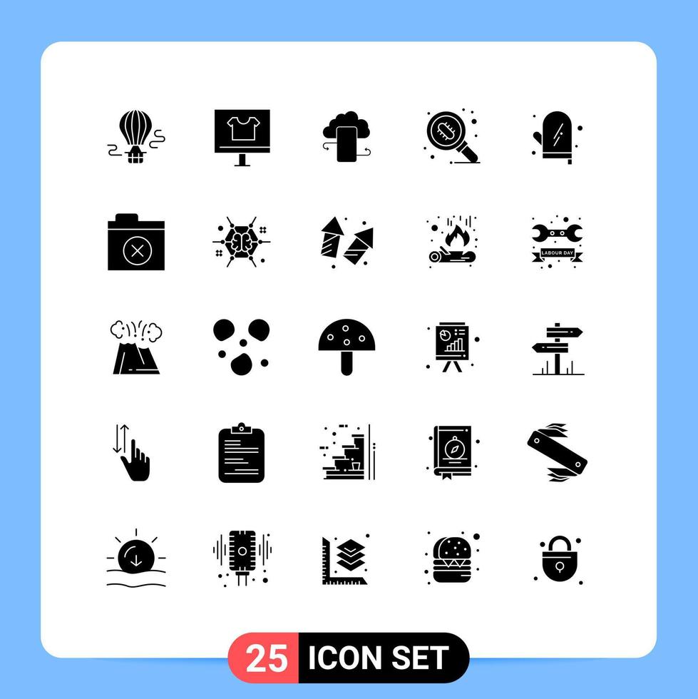 Universal Icon Symbols Group of 25 Modern Solid Glyphs of lab safety e mobile clouds Editable Vector Design Elements