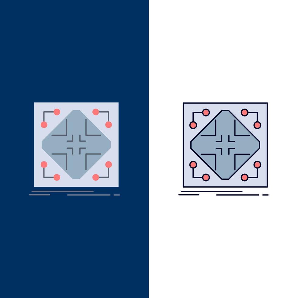 Data infrastructure network matrix grid Flat Color Icon Vector