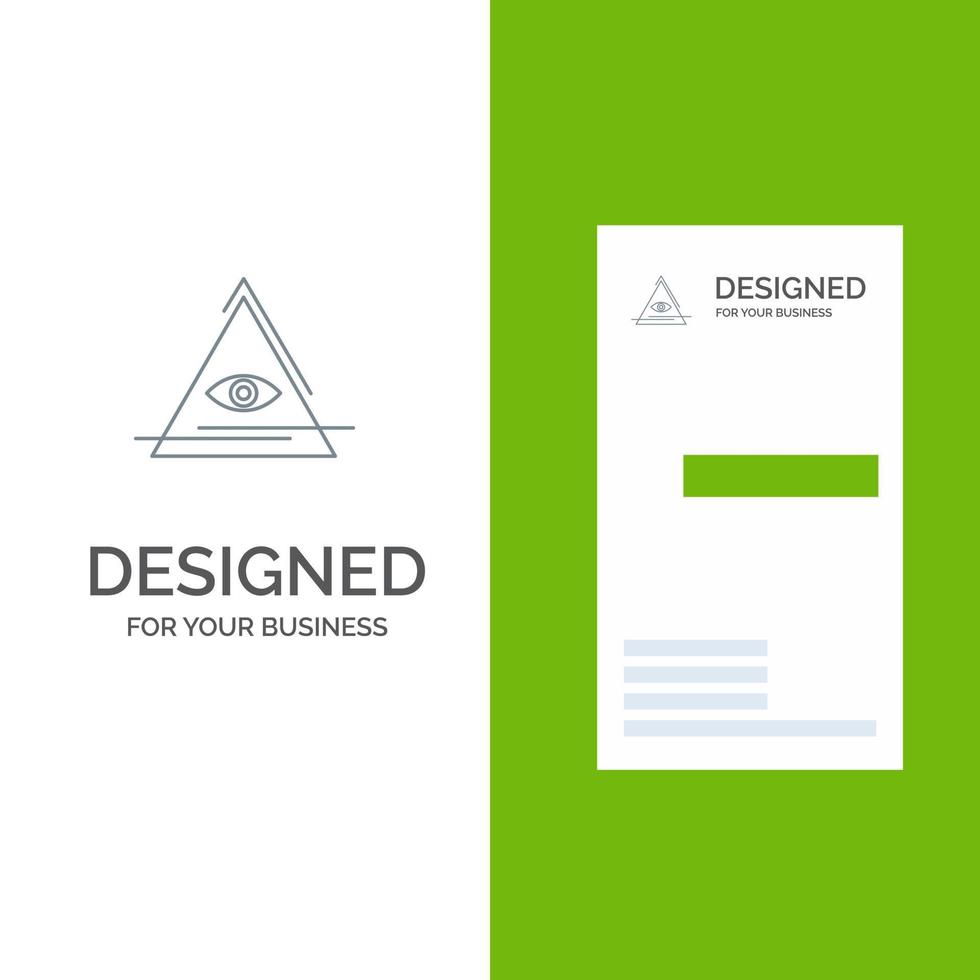 Eye Illuminati Pyramid Triangle Grey Logo Design and Business Card Template vector