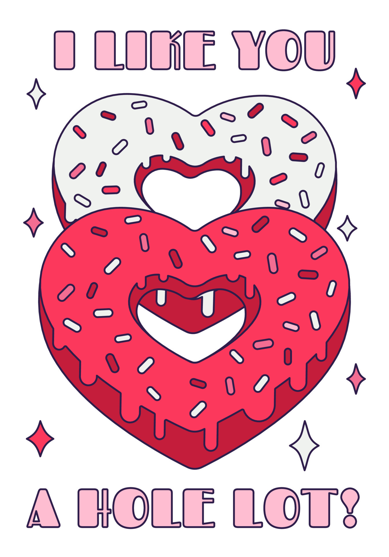 Cute Valentine Day Donut Heart With Pun Quote I Like You A Hole Lot 