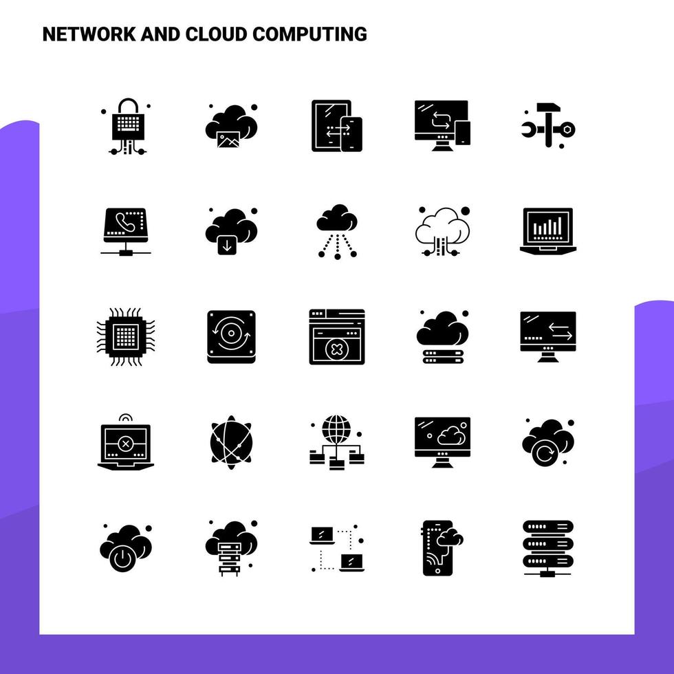 25 Network And Cloud Computing Icon set Solid Glyph Icon Vector Illustration Template For Web and Mobile Ideas for business company