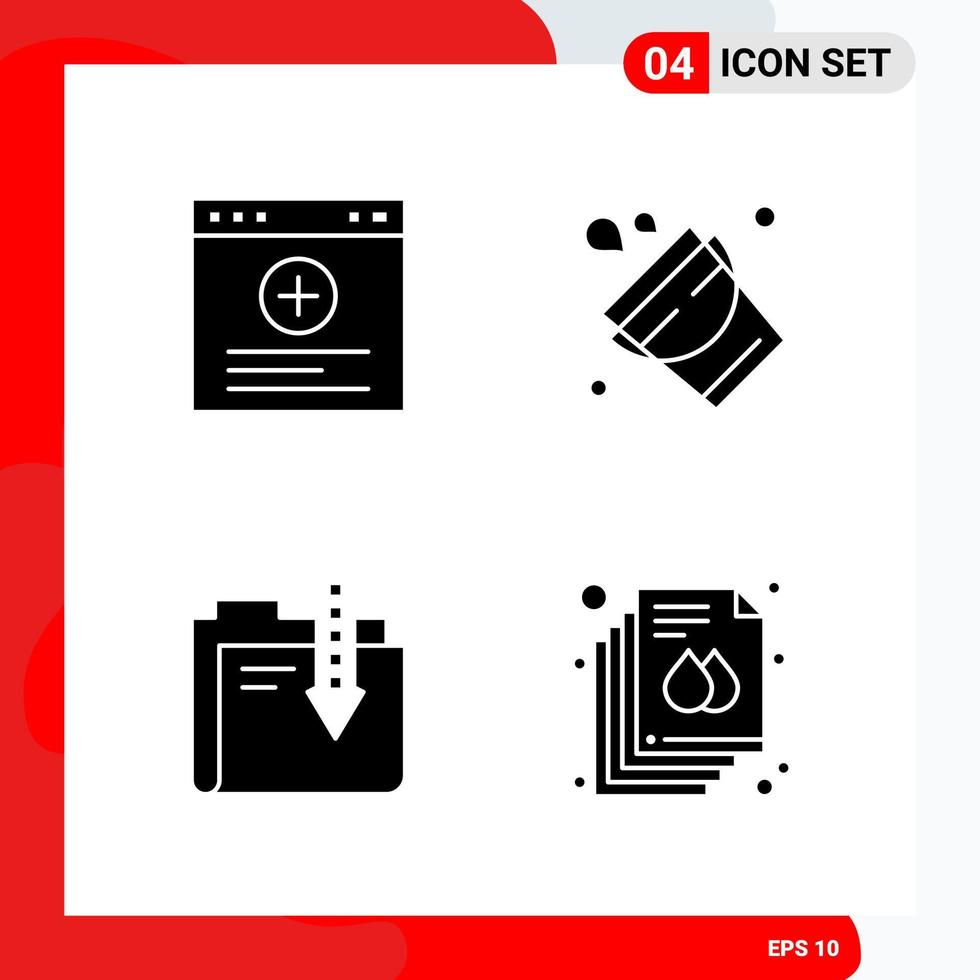 conjunto creativo de 4 iconos de glifos universales aislados sobre fondo blanco fondo de vector de icono negro creativo