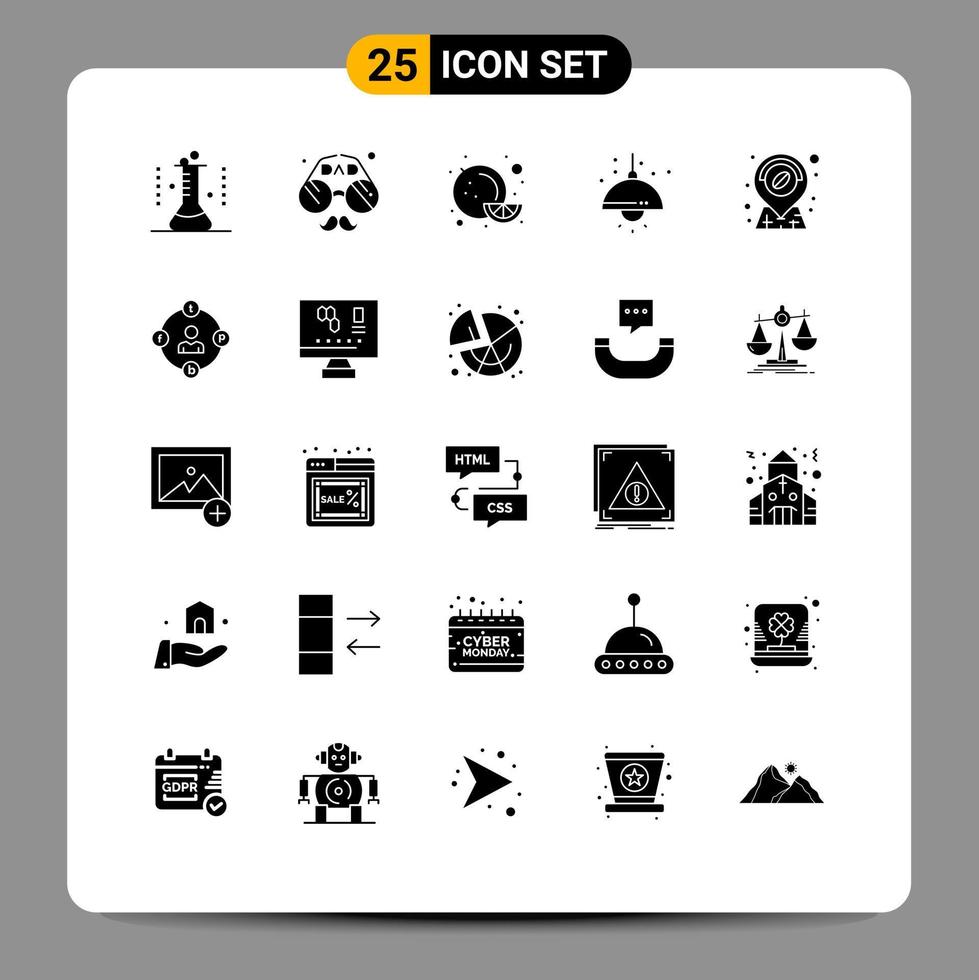 User Interface Pack of 25 Basic Solid Glyphs of coffee lump father living orange Editable Vector Design Elements