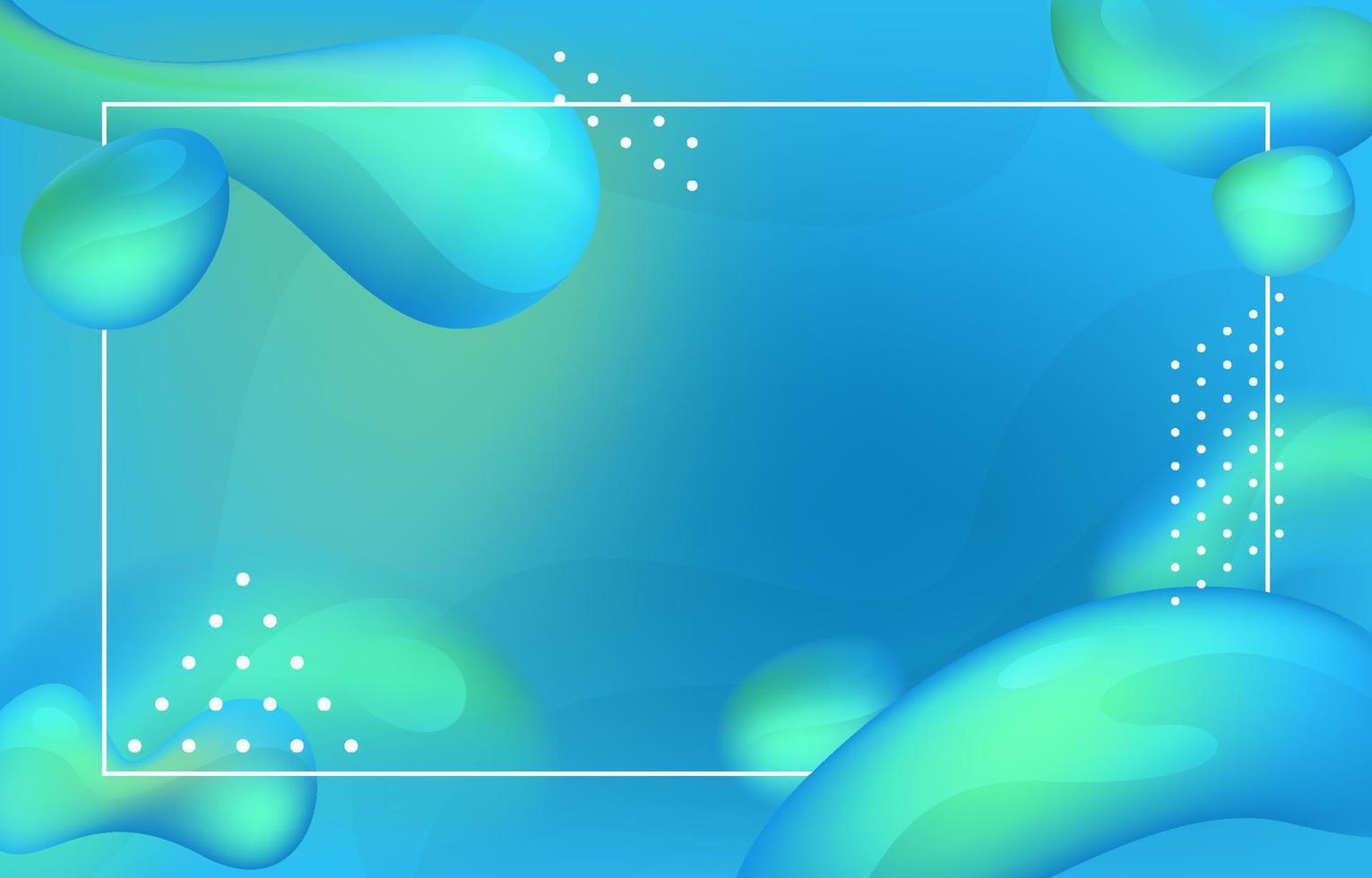 Gradient Fluid Green and Blue Shapes with White Line Frame vector