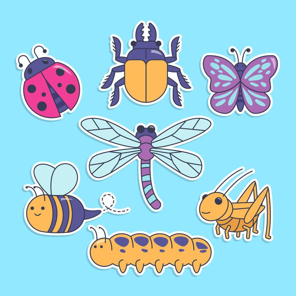 Cute Spring Insect Sticker vector