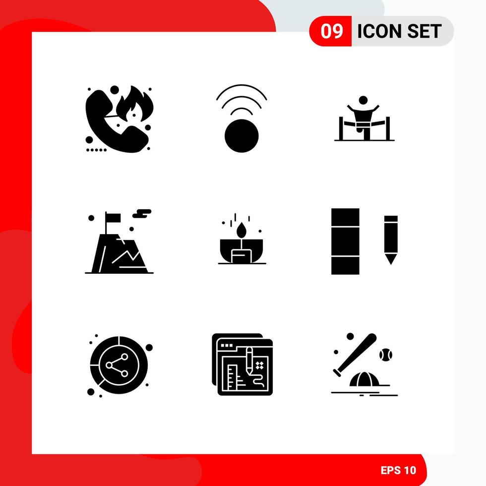 Set of 9 Modern UI Icons Symbols Signs for goal business winner race leadership Editable Vector Design Elements