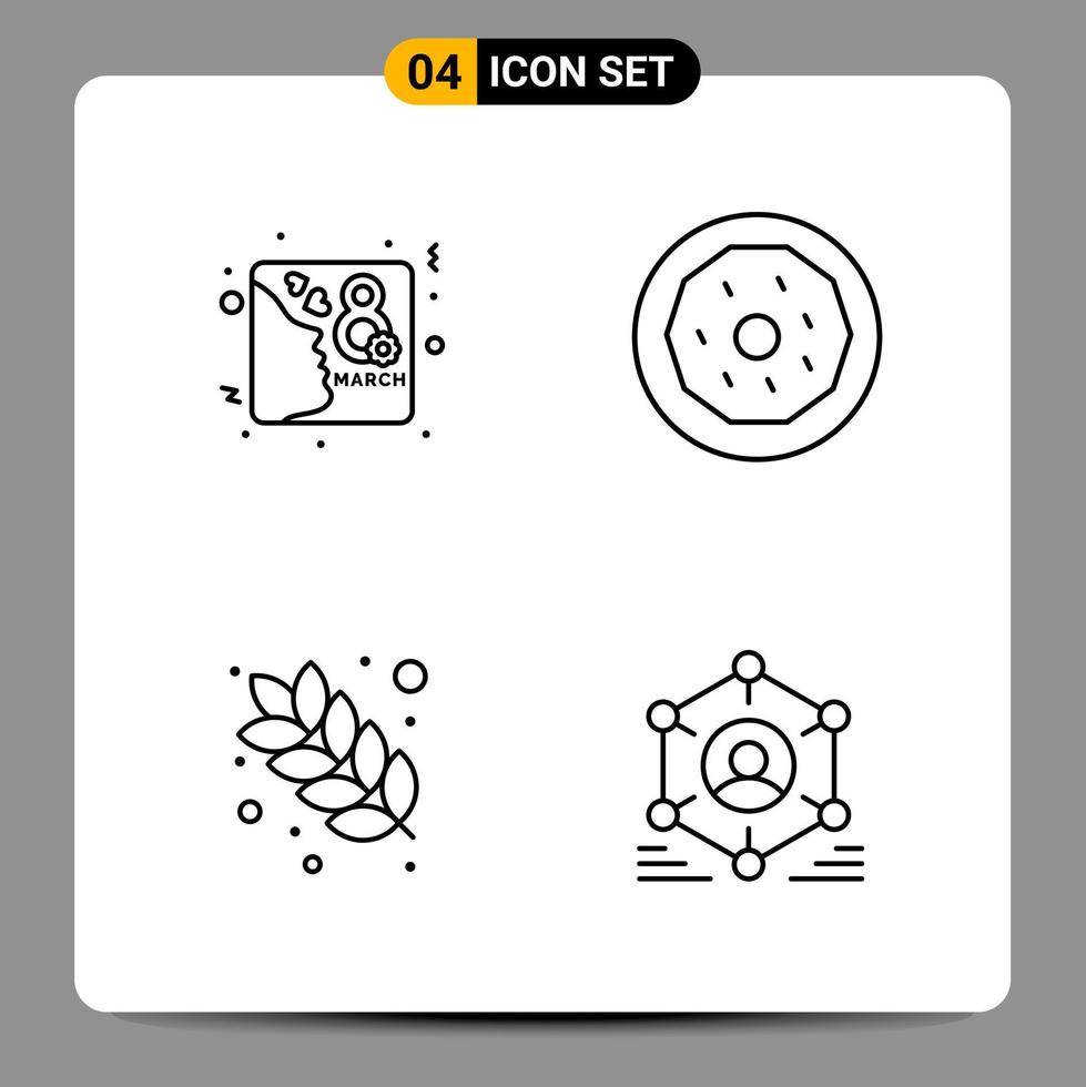 4 Black Icon Pack Outline Symbols Signs for Responsive designs on white background 4 Icons Set Creative Black Icon vector background