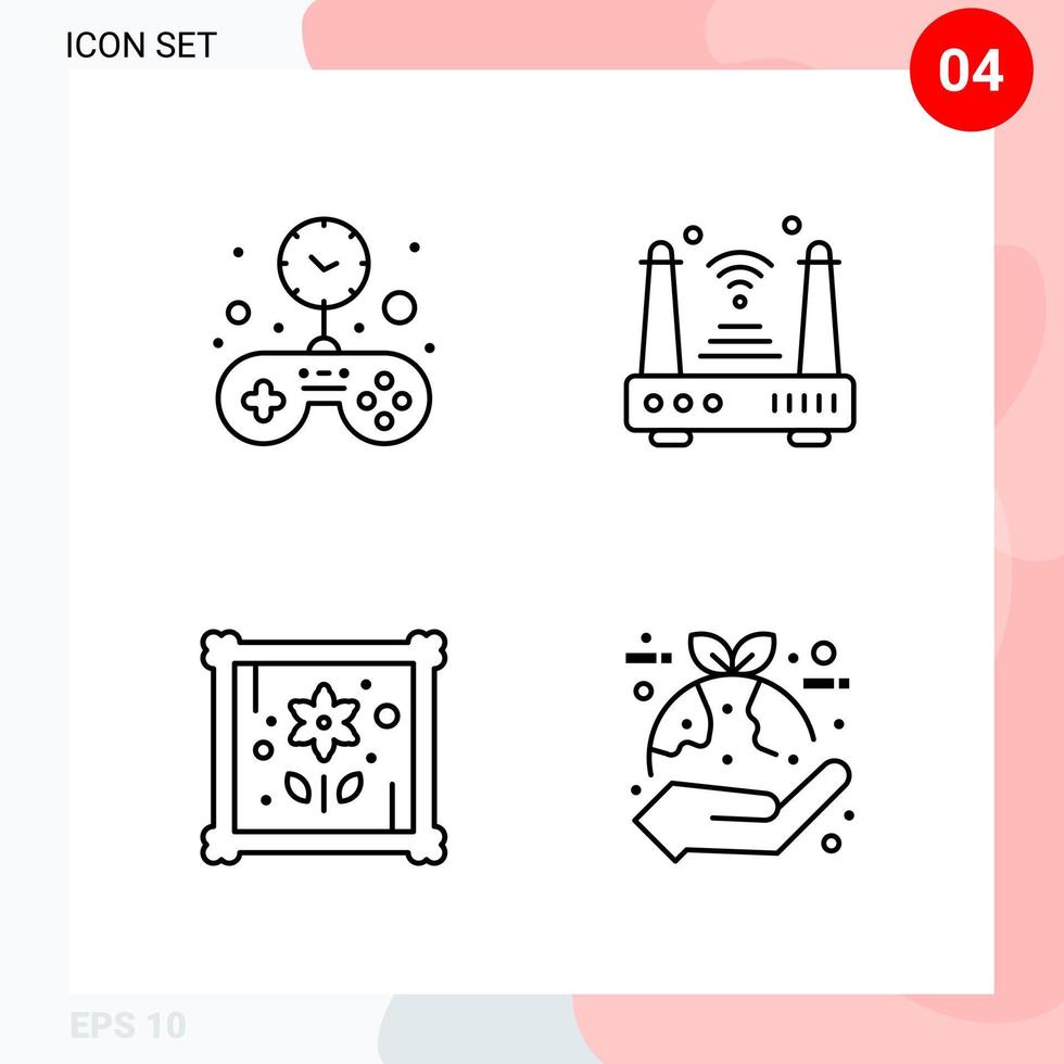 Vector Pack of 4 Icons in Line Style Creative Outline Pack isolated on White Background for Web and Mobile Creative Black Icon vector background