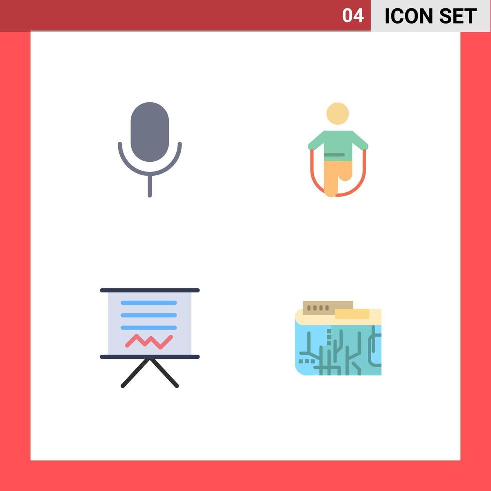 4 Creative Icons Modern Signs and Symbols of mic blackboard ui jumping easel Editable Vector Design Elements