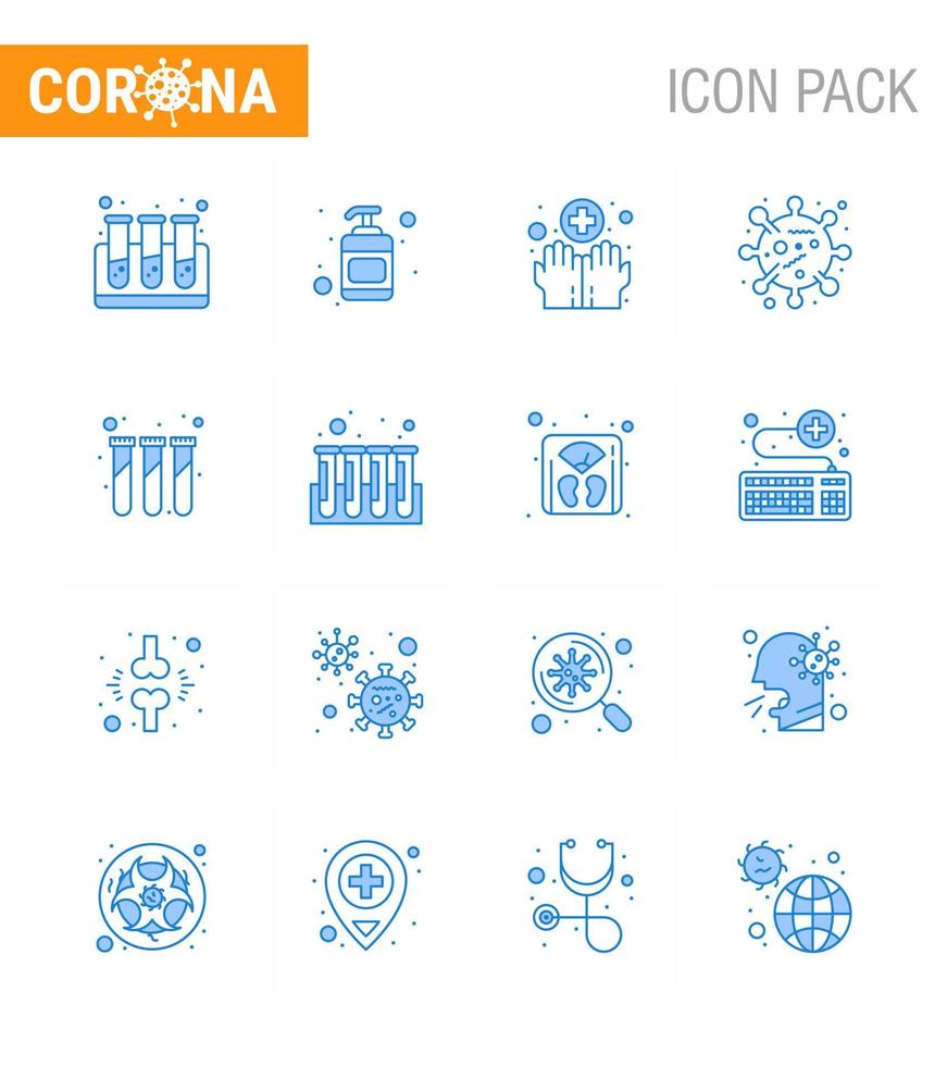 COVID19 corona virus contamination prevention Blue icon 25 pack such as test tubes lab medical experiment corona viral coronavirus 2019nov disease Vector Design Elements