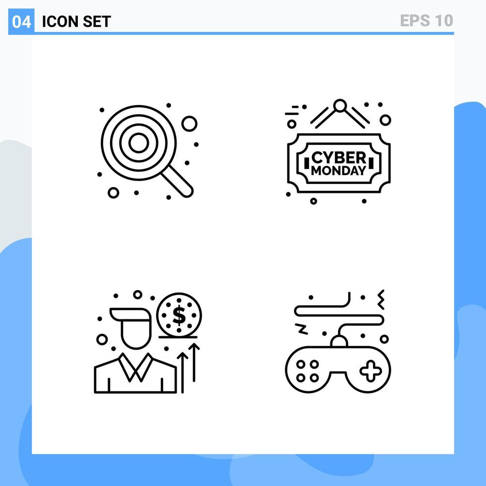 Modern 4 Line style icons Outline Symbols for general use Creative Line Icon Sign Isolated on White Background 4 Icons Pack Creative Black Icon vector background