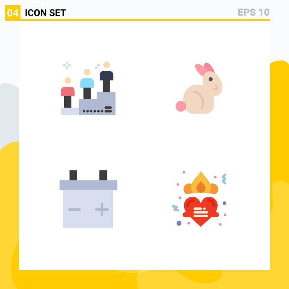 Group of 4 Modern Flat Icons Set for leaderboard heart man rabbit romance Editable Vector Design Elements