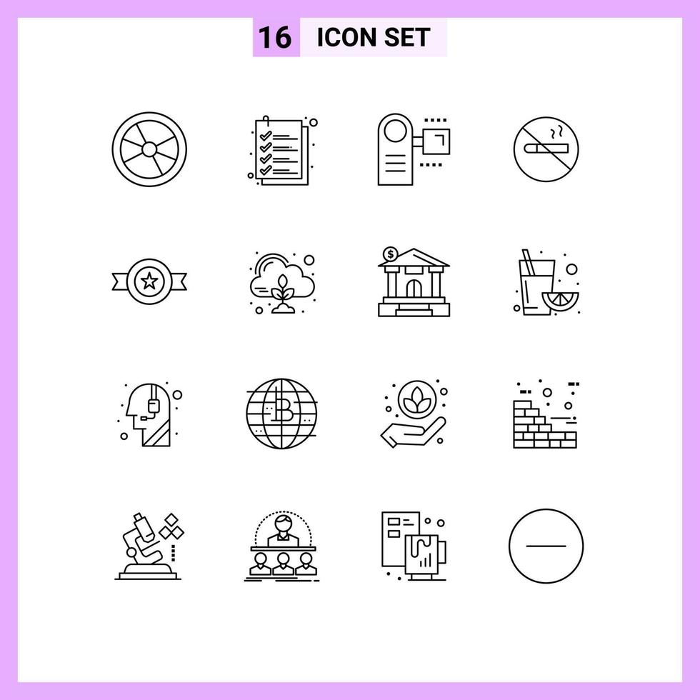 16 Universal Outline Signs Symbols of health no smoking file smoking electronic Editable Vector Design Elements