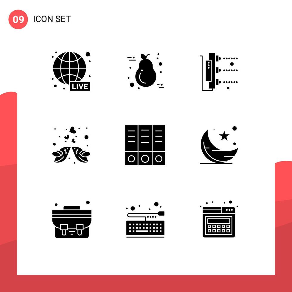 9 Creative Icons Modern Signs and Symbols of romantic heart light bird scanner Editable Vector Design Elements