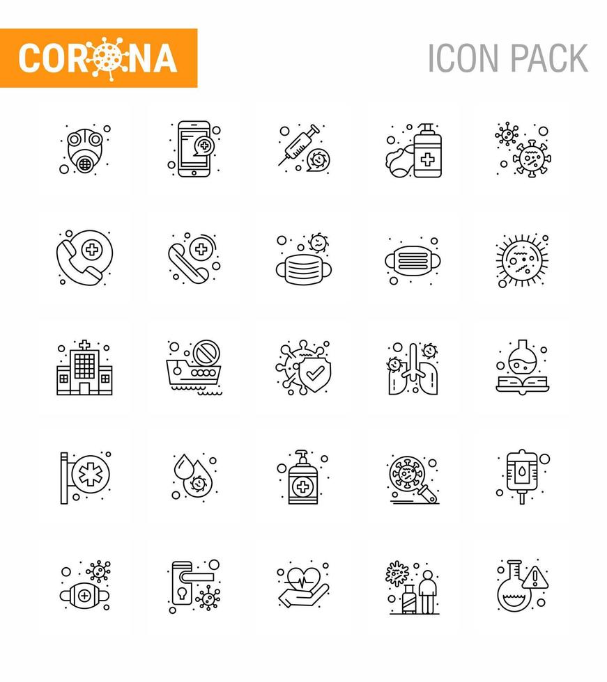 25 Coronavirus Emergency Iconset Blue Design such as virus sanitizer service hand sanitizer vaccine viral coronavirus 2019nov disease Vector Design Elements