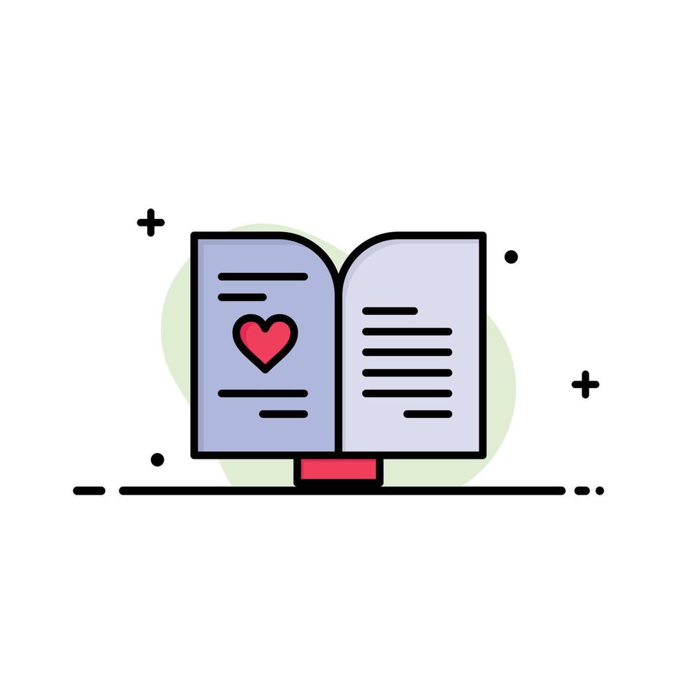 Book Love Heart Wedding  Business Flat Line Filled Icon Vector Banner Template